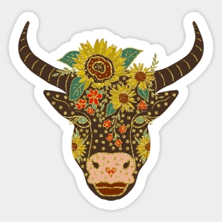 Clarabelle the Floral Cow Sticker